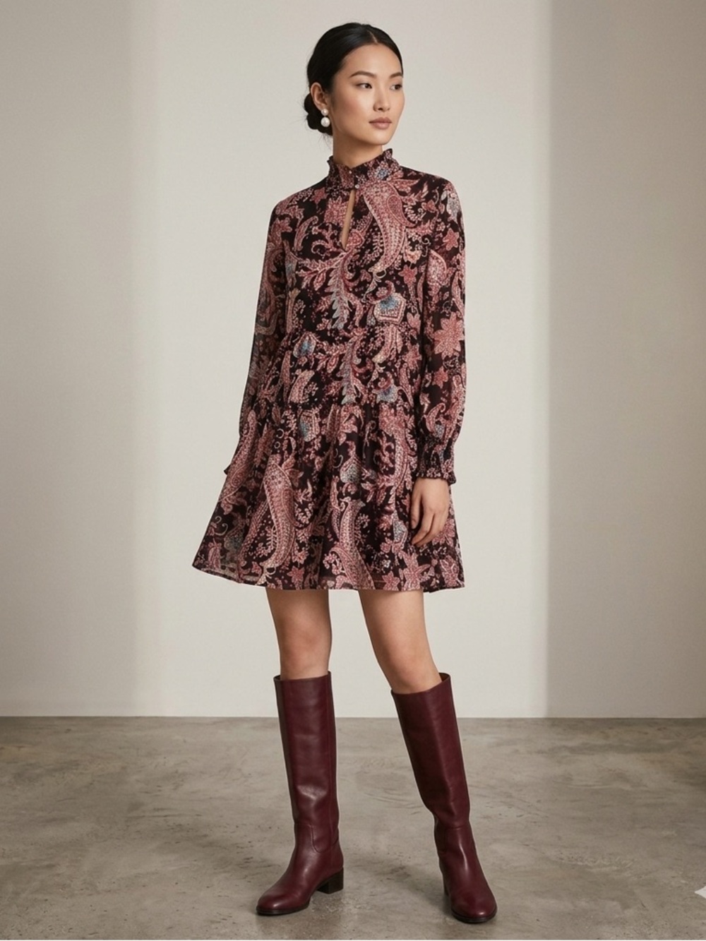Anthropologie Multicolor Paisley Long Sleeve Dress